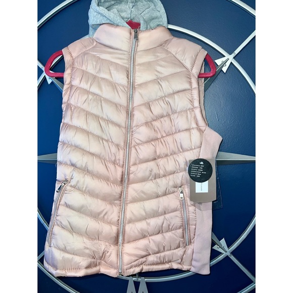 snobbish Jackets & Blazers - Metallic Pink Quilted Vest Gray Jersey Hood Size XL Fleece Lined XL New W/tags